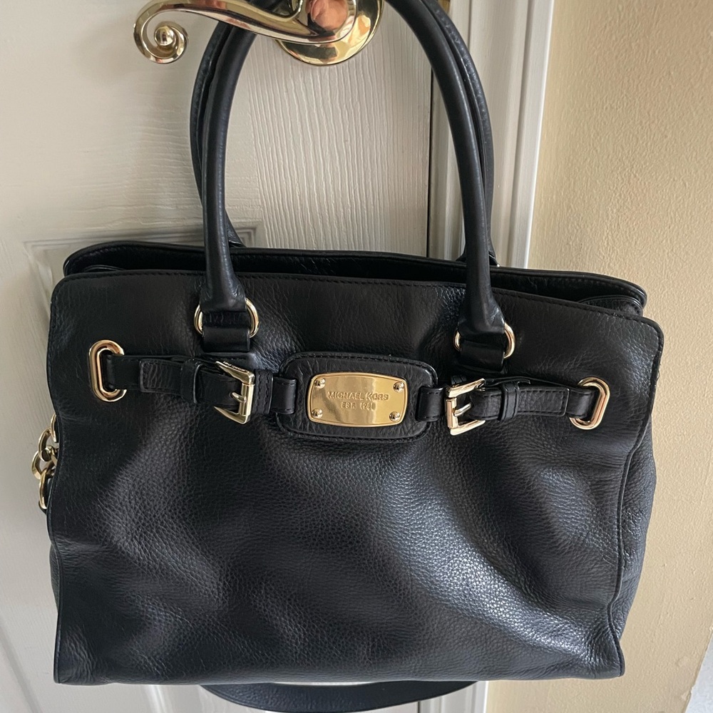 Michael Kors Black leather handbag with Gold hardware